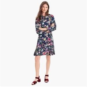 J Crew Long Sleeve Floral Flouncy Hem Dress Size 6P